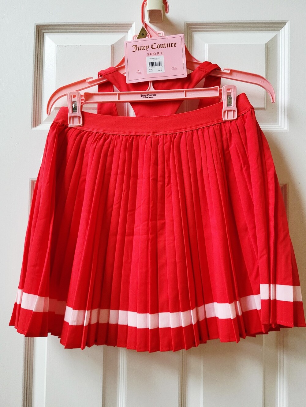 Juicy Couture Sport 2-Pc Red Set Pleated Skort & Bra Size M Tennis & Activewear - Picture 2 of 8
